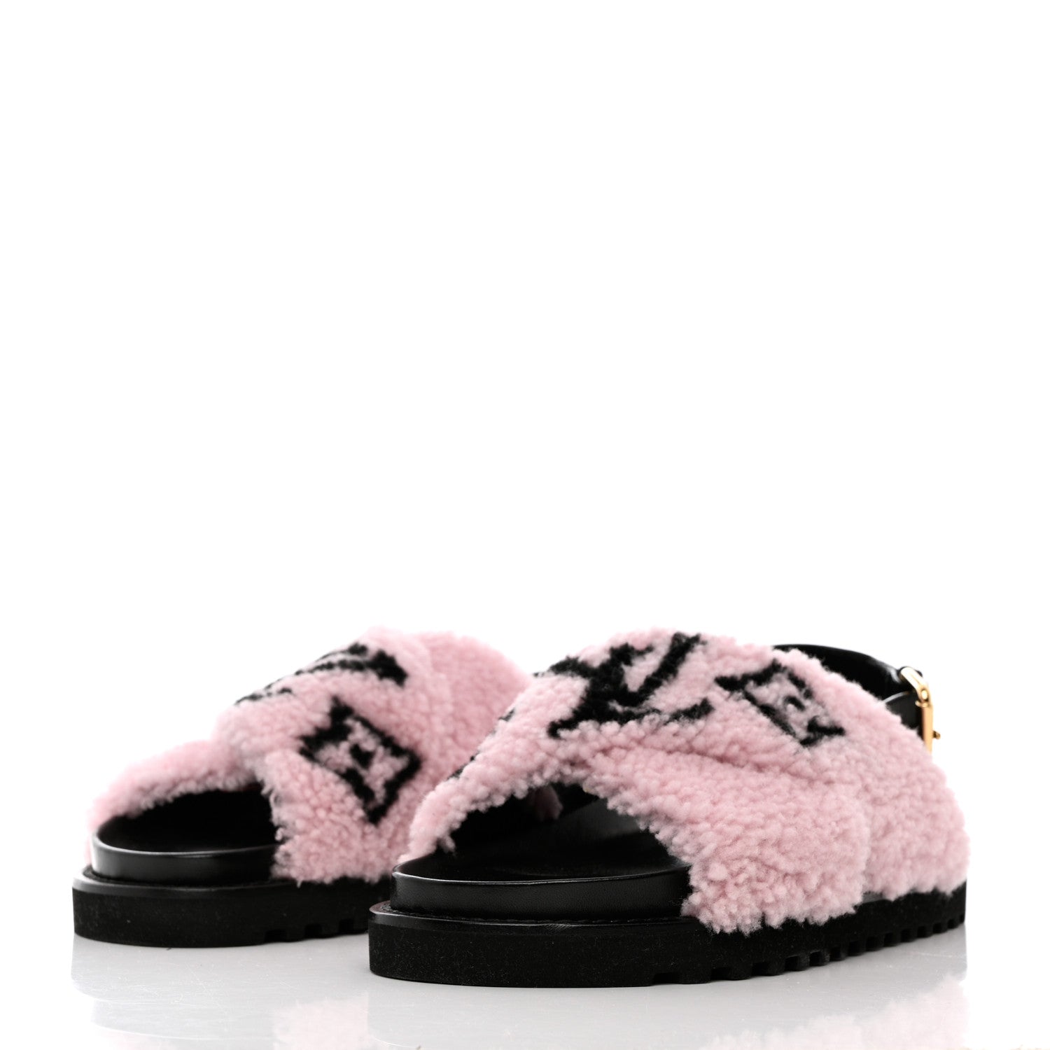 Louis Vuitton Shearling Paseo Sandals 37 Pink 3 of 9