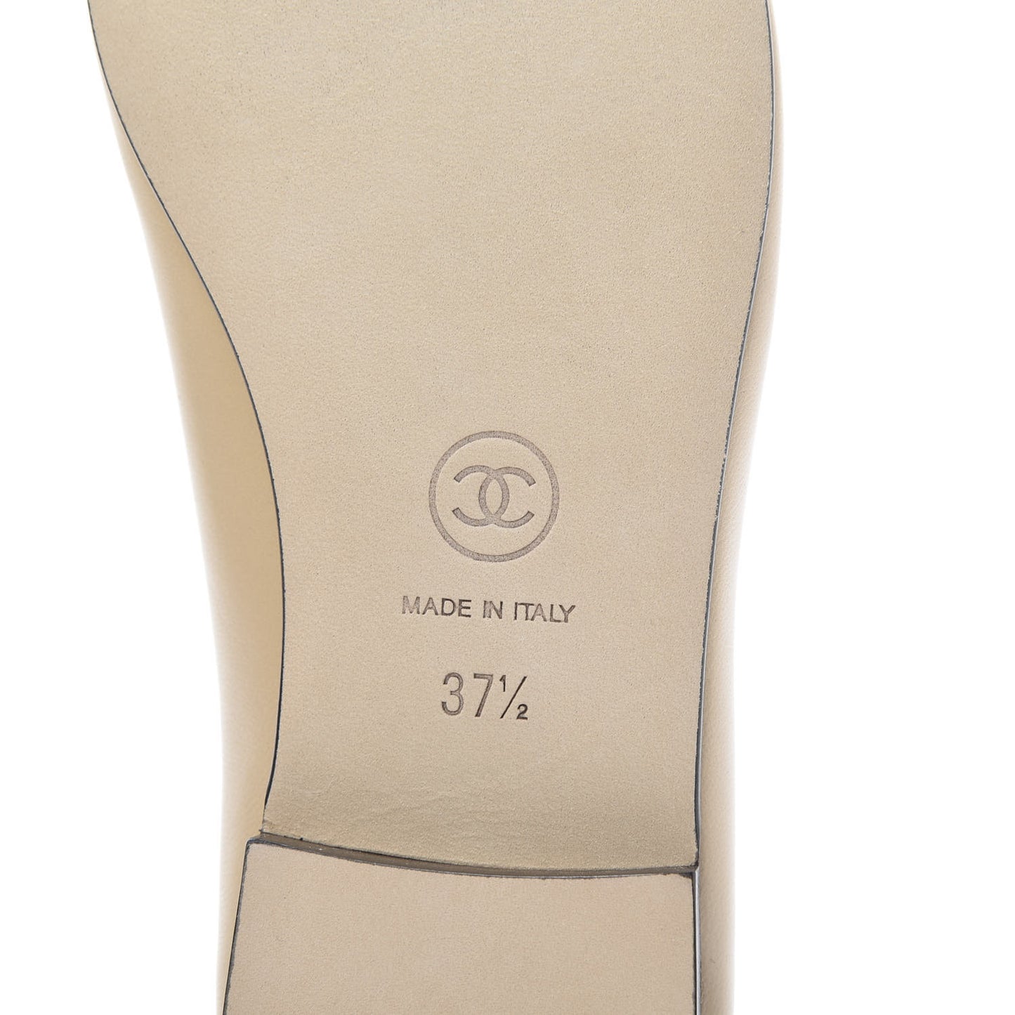 Lambskin CC Cap Toe Ballerina Flats 37.5 Beige Black