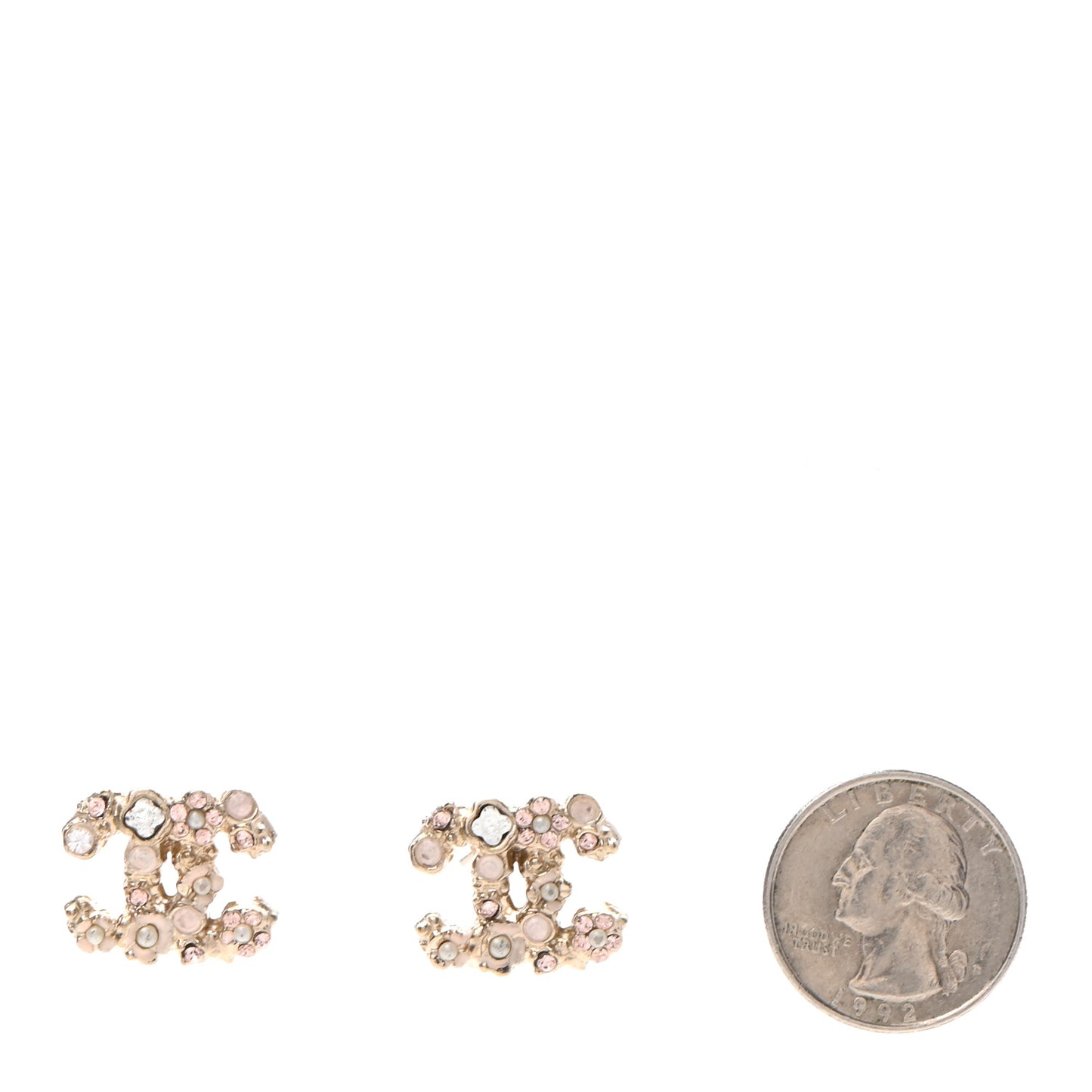 Crystal Pearl CC Earrings Gold