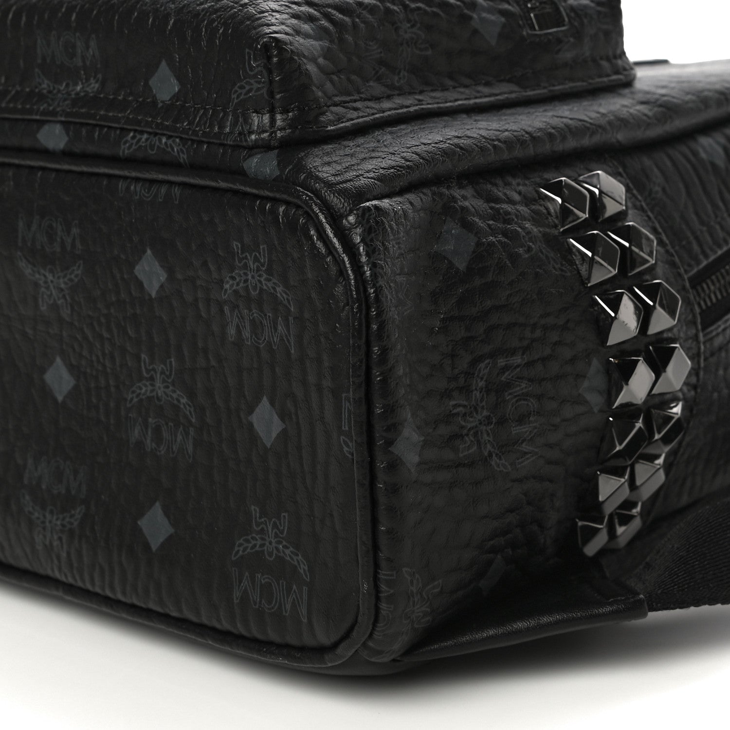 MCM Visetos Side Stud Mini Stark Backpack Black 9 of 10