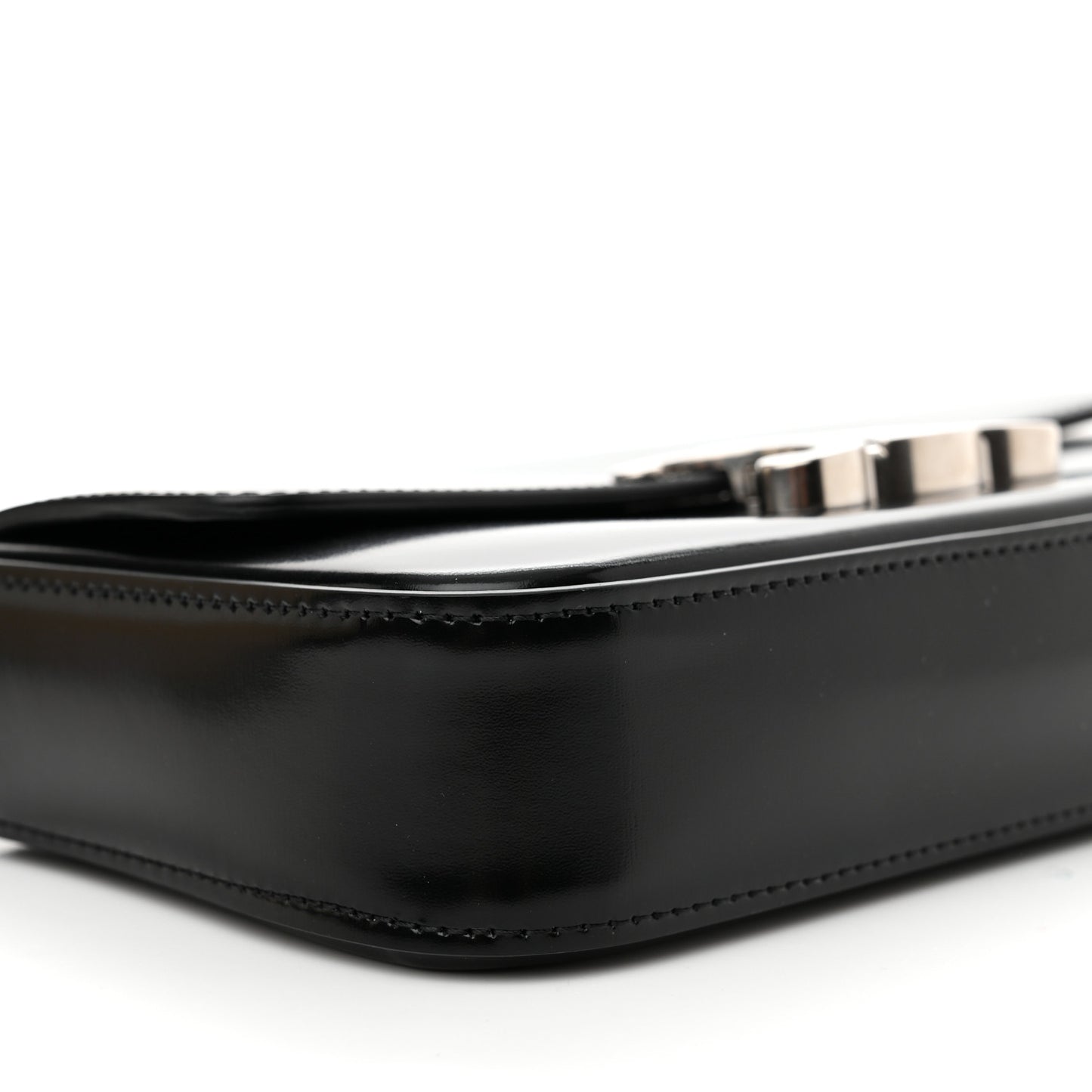 Shiny Calfskin Triomphe Chain Shoulder Bag Black