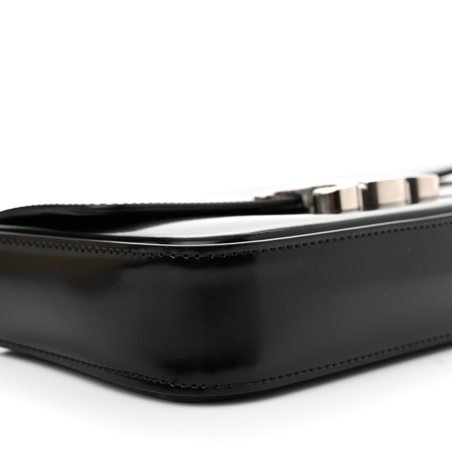 Celine Shiny Calfskin Triomphe Chain Shoulder Bag Black 9 of 10
