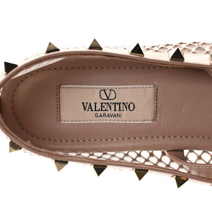 Valentino Garavani Mesh Calfskin Crystal Rockstud Multi Strap Ballerina Flats 39 Rose Cannelle 7 of 9