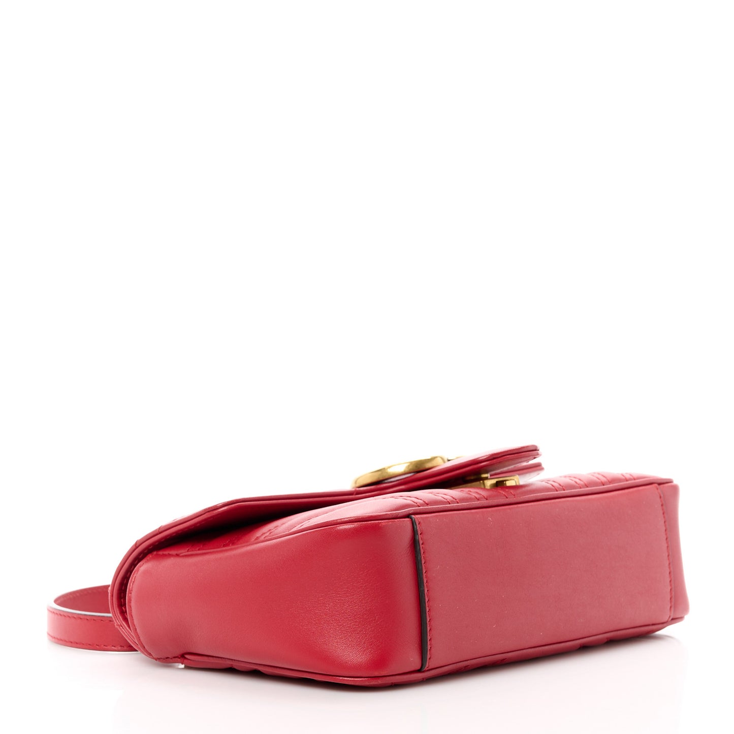 Calfskin Matelasse Mini GG Marmont Shoulder Bag Hibiscus Red