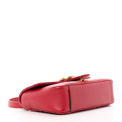 Gucci Calfskin Matelasse Mini GG Marmont Shoulder Bag Hibiscus Red 4 of 11