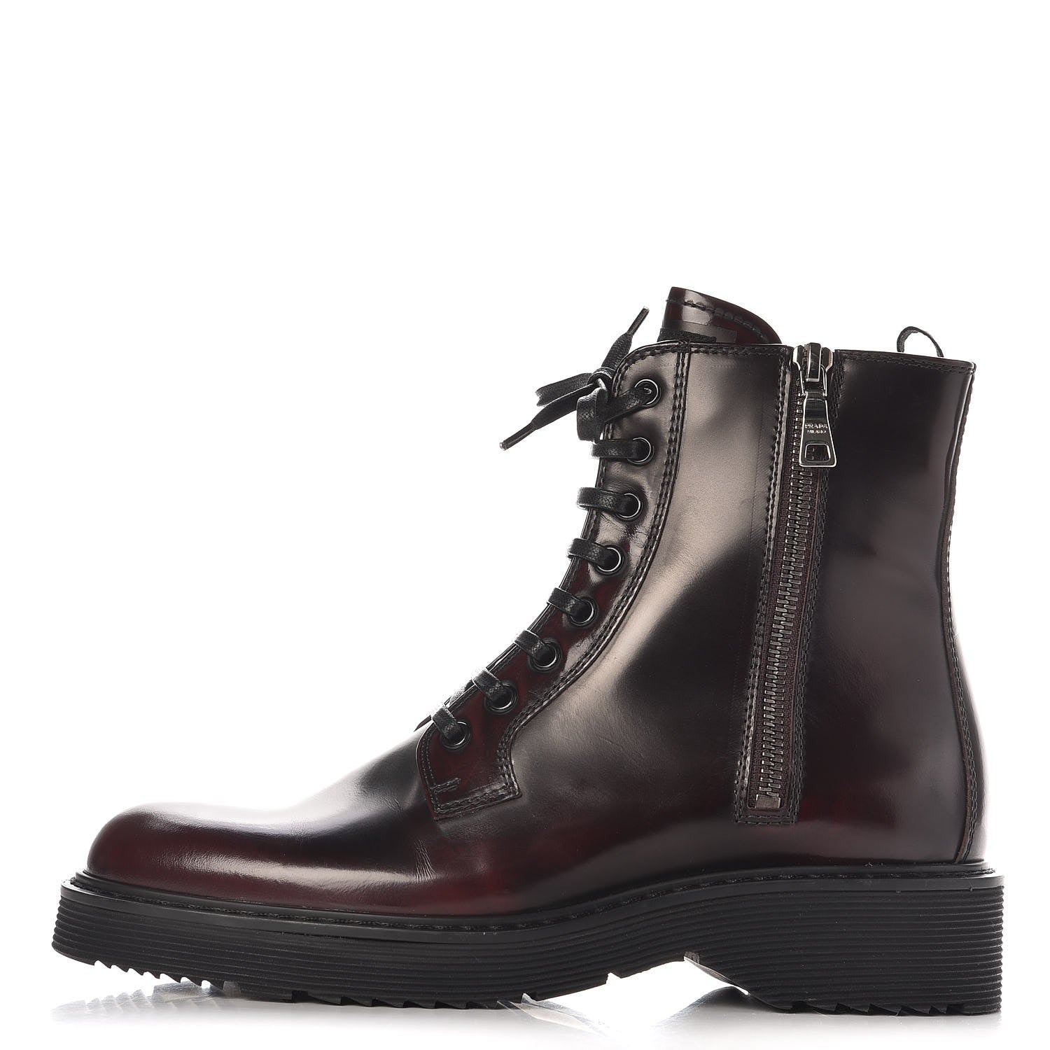 Prada Spazzolato Combat Boots 36 Granato Fume 1 of 10