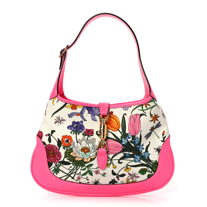 Gucci Canvas Flora Medium Jackie Hobo Fuchsia 1 of 9