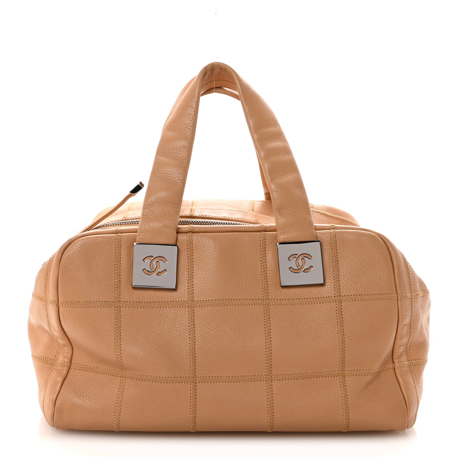 Chanel Caviar Square Stitched Bowler Beige 1 of 10