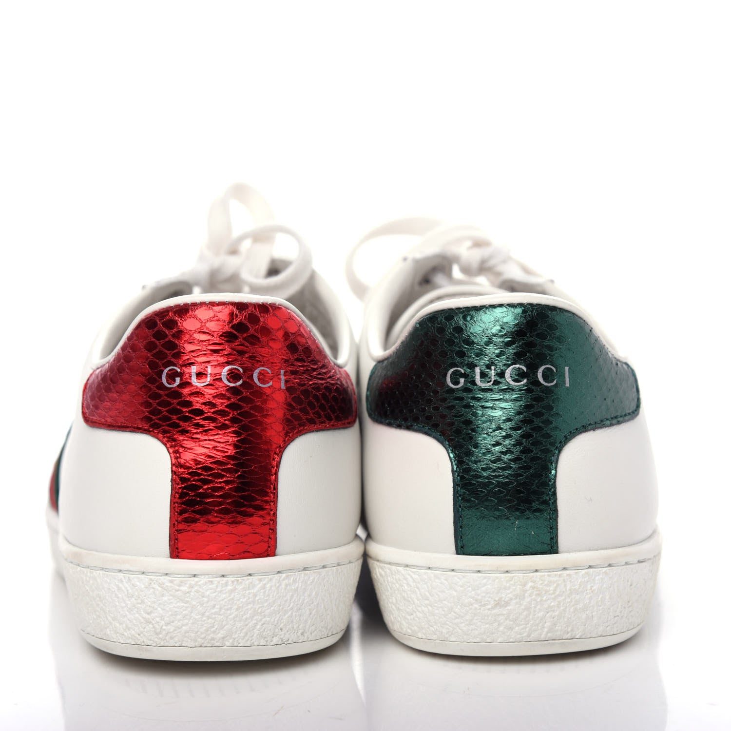 Gucci Calfskin Ayers Bee Embroidered Womens Ace Sneakers 37.5 White Green 7 of 11