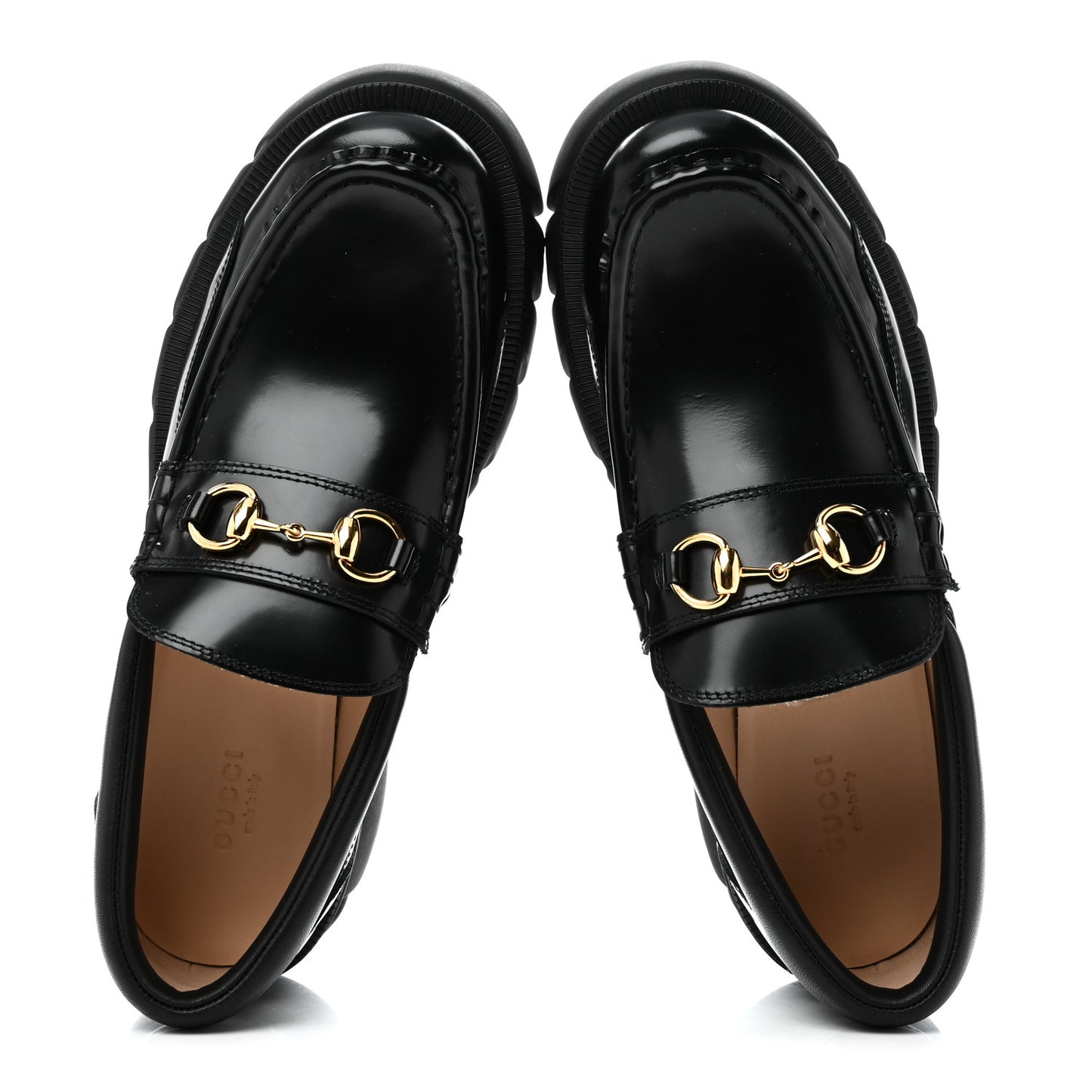 Magnum Calfskin Nappa Samoa Womens Horsebit Platform Chunky Lug Sole 40mm Loafers 40 Black