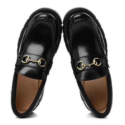 Gucci Magnum Calfskin Nappa Samoa Womens Horsebit Platform Chunky Lug Sole 40mm Loafers 40 Black 2 of 9