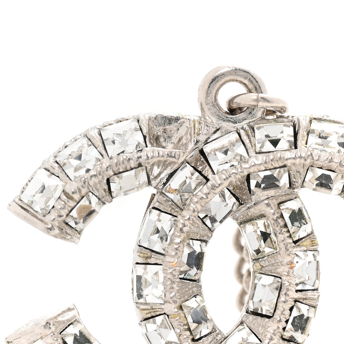 Baguette Crystal CC Drop Earrings Silver