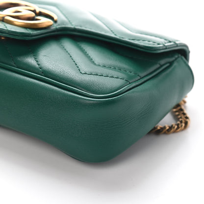 Gucci Calfskin Matelasse Super Mini GG Marmont Shoulder Bag Emerald Green 8 of 8