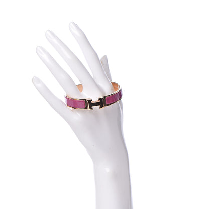 Hermes Enamel Narrow Clic Clac H Bracelet GM Rose Azalee 2 of 5