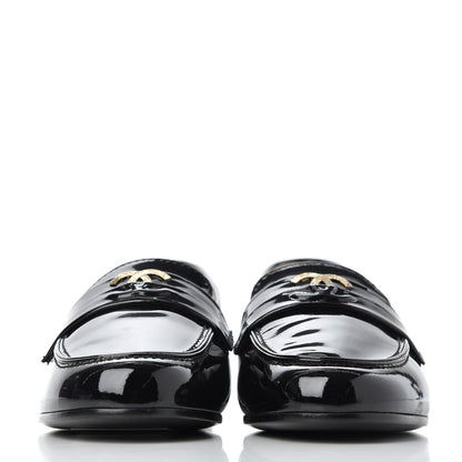 Chanel Patent CC Mocassin Loafers 35.5 Black 2 of 15