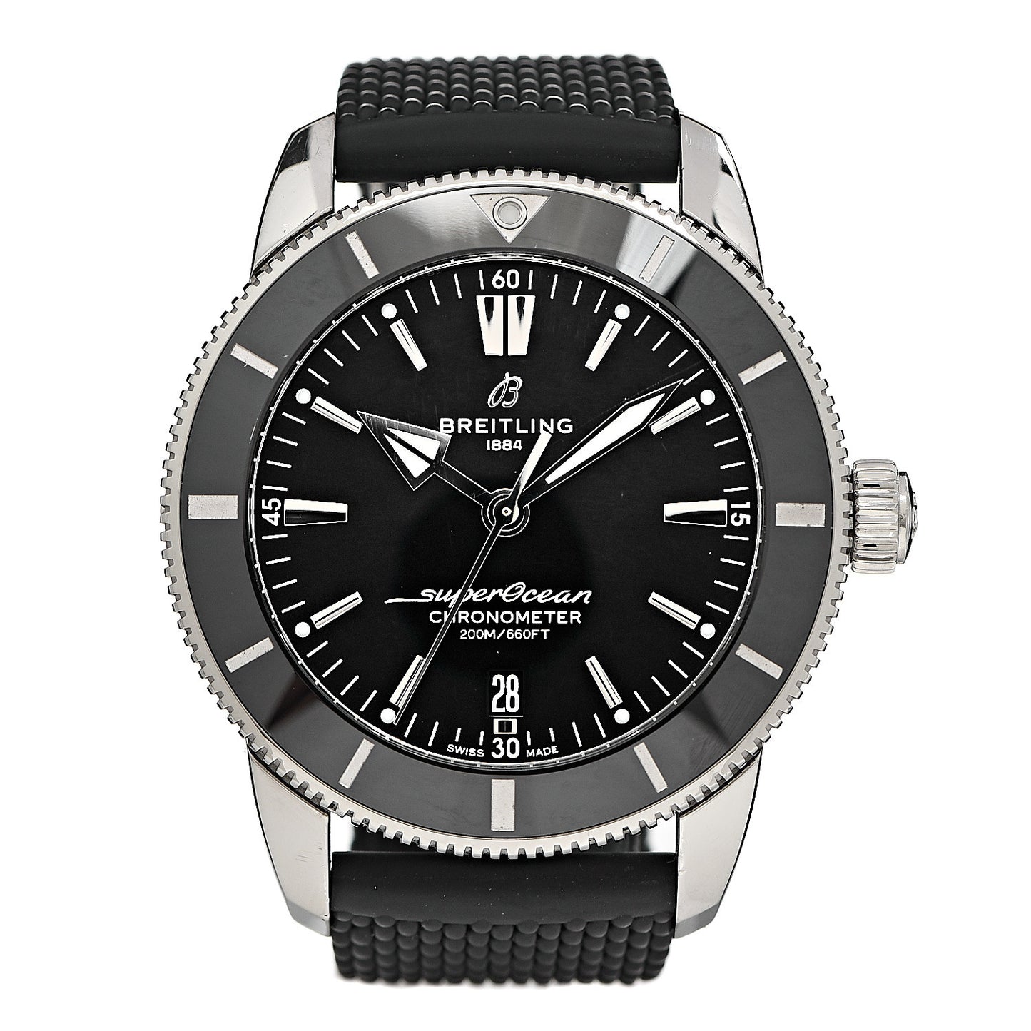Stainless Steel Rubber 44mm Superocean Heritage II B20 Automatic Watch Volcano Black AB2030