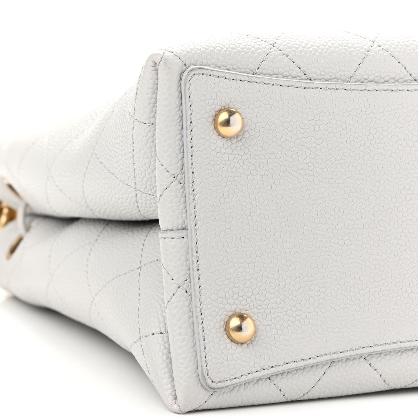 Caviar Diamond Stitched CC Bucket Drawstring Bag Light Grey