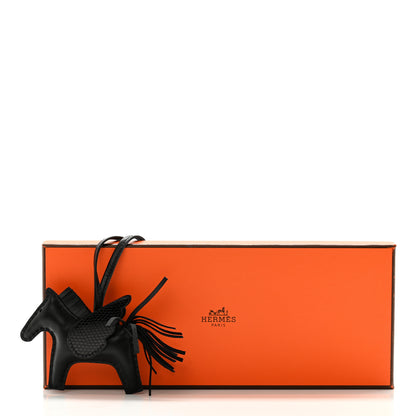 Hermes Milo Lambskin Lizard Touch Grigri Rodeo Pegase Horse Bag Charm PM So Black 5 of 5