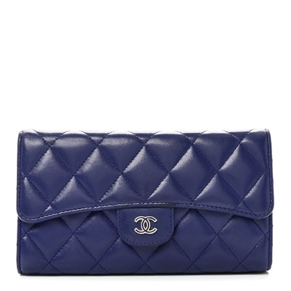 Chanel Lambskin Quilted Large Flap Wallet Blue 1 of 8