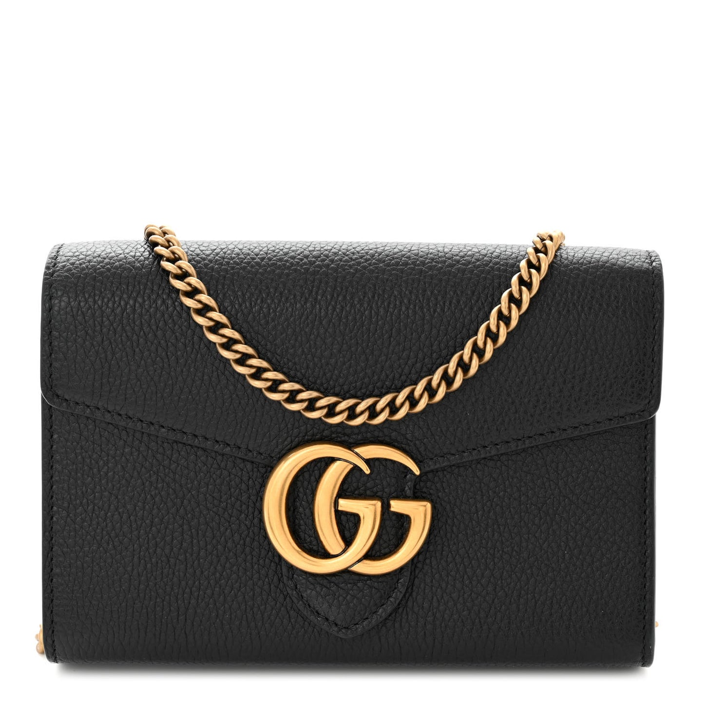 Calfskin GG Marmont Chain Wallet Bag Black