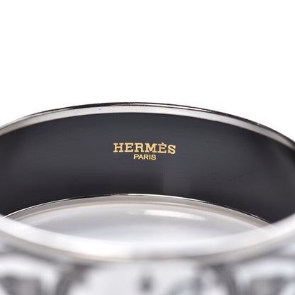 Hermes Enamel Printed Wide Grand Apparat Bracelet 65 White 4 of 6