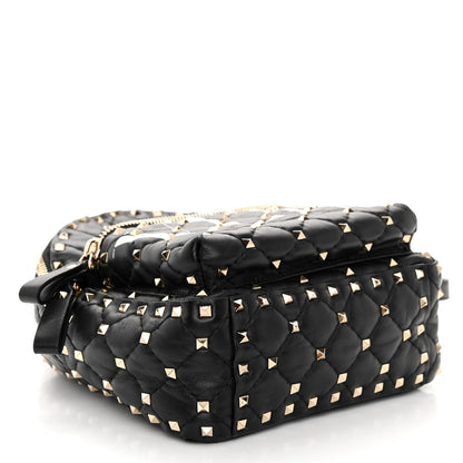 Valentino Garavani Lambskin VLTN Print Quilted Mini Rockstud Spike Backpack Black 4 of 16