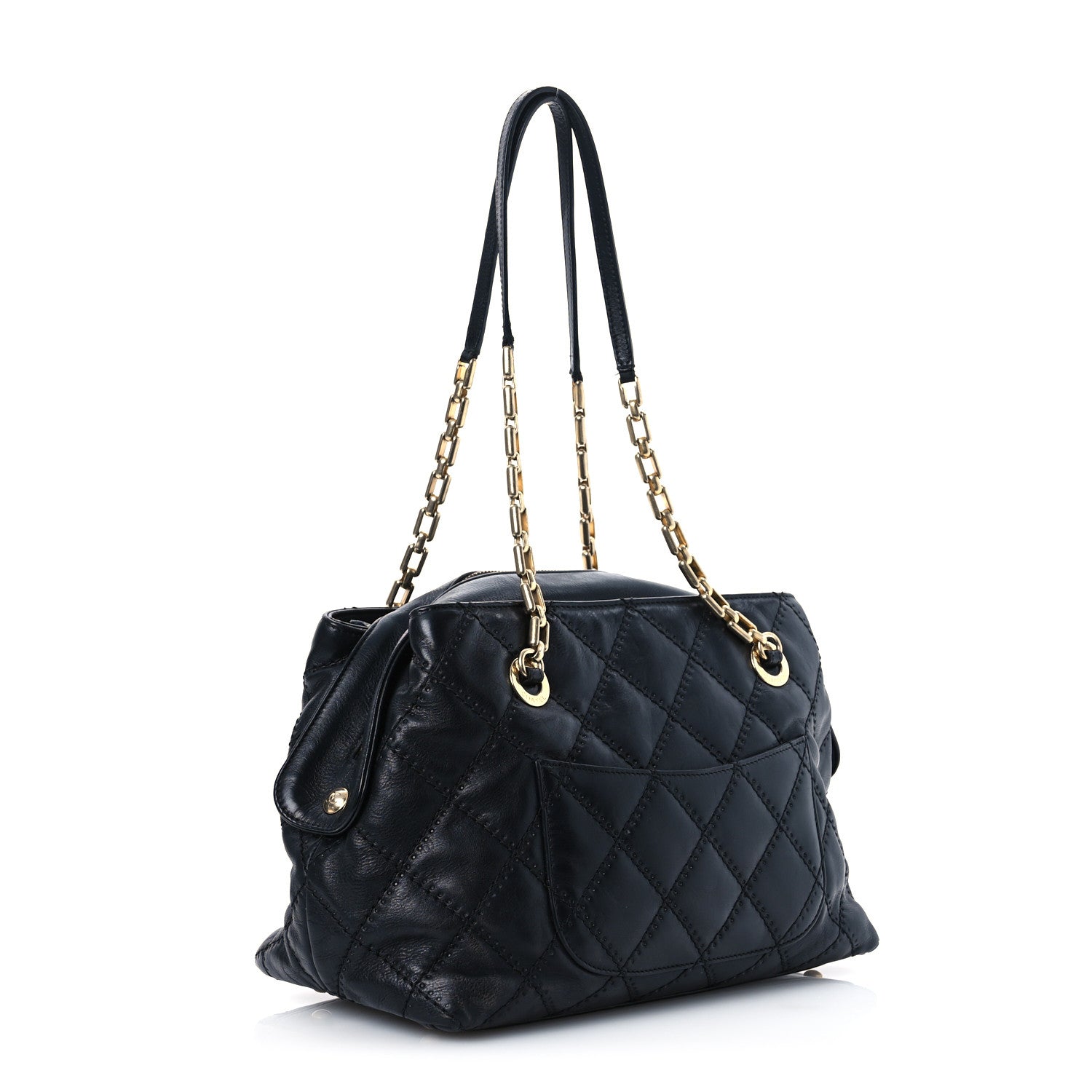 Chanel Calfskin Stitched Medium Retro Chain Tote Black 2 of 12