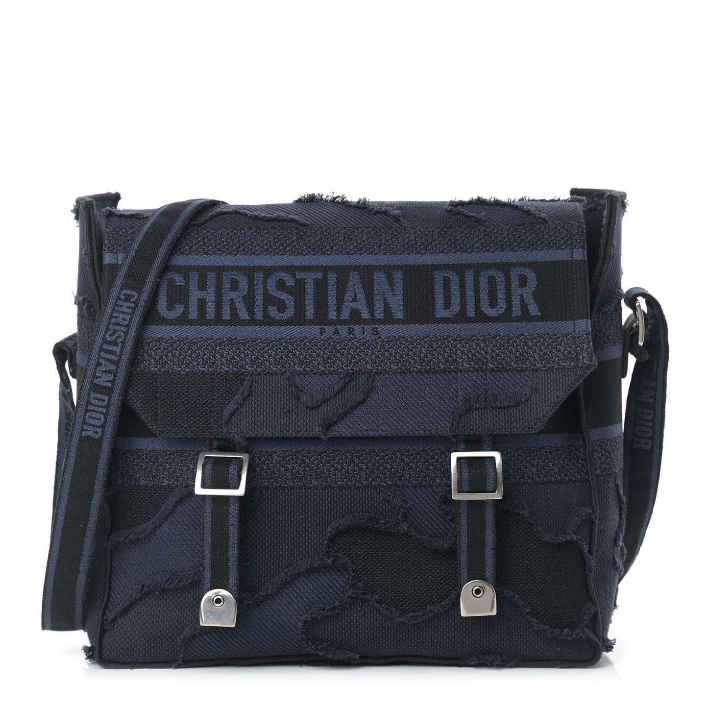 Canvas Embroidered Camouflage Diorcamp Messenger Navy