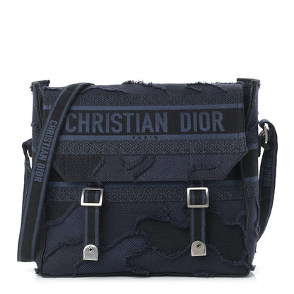 Christian Dior Canvas Embroidered Camouflage Diorcamp Messenger Navy 1 of 8