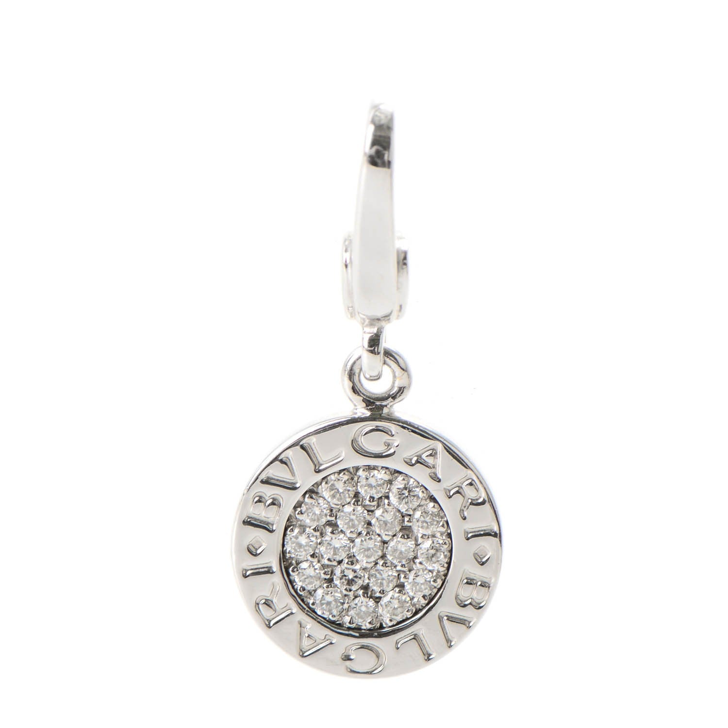 Bulgari 18K White Gold Pave Diamond BVLGARI BVLGARI Charm Pendant 1 of 4