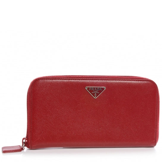 Saffiano Zip Around Wallet Red