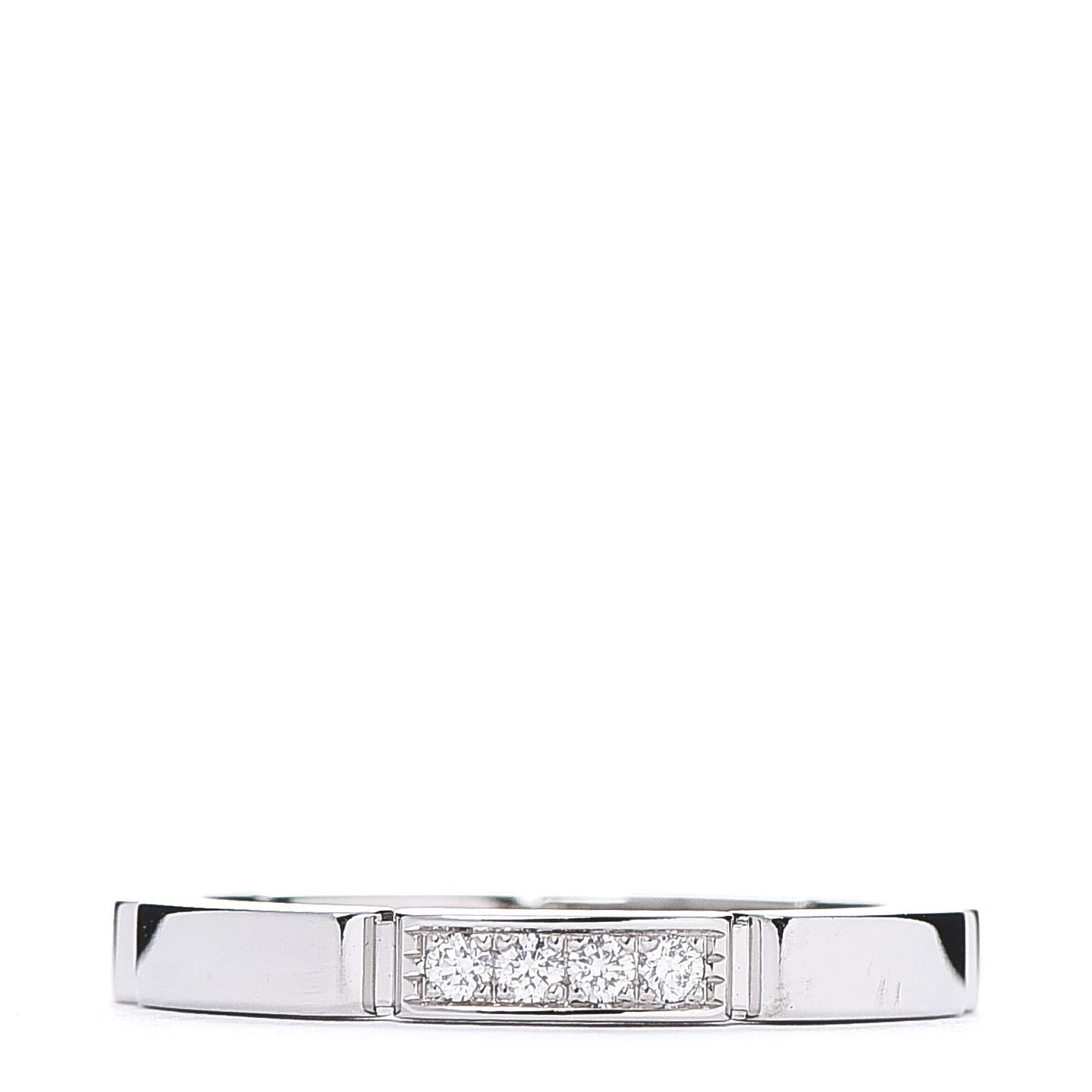 18K White Gold Diamond Maillon Panthere Wedding Band Ring 50 5.25