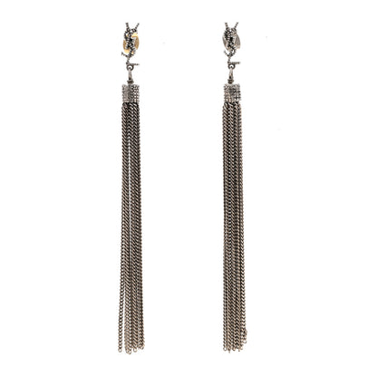 Saint Laurent Metal Monogram Loulou Tassel Earrings Silver 1 of 3