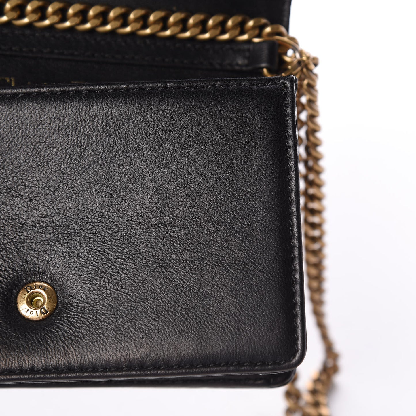 Lambskin Studded Micro Diorama Flap Bag Black