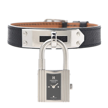 Hermes Stainless Steel Epsom 20mm Kelly Cadena Quartz Watch Noir 1 of 5