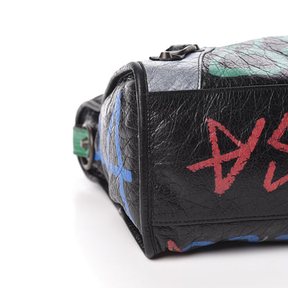 Balenciaga Agneau Graffiti All Over Classic Hardware City Black Vert Rouge 8 of 10