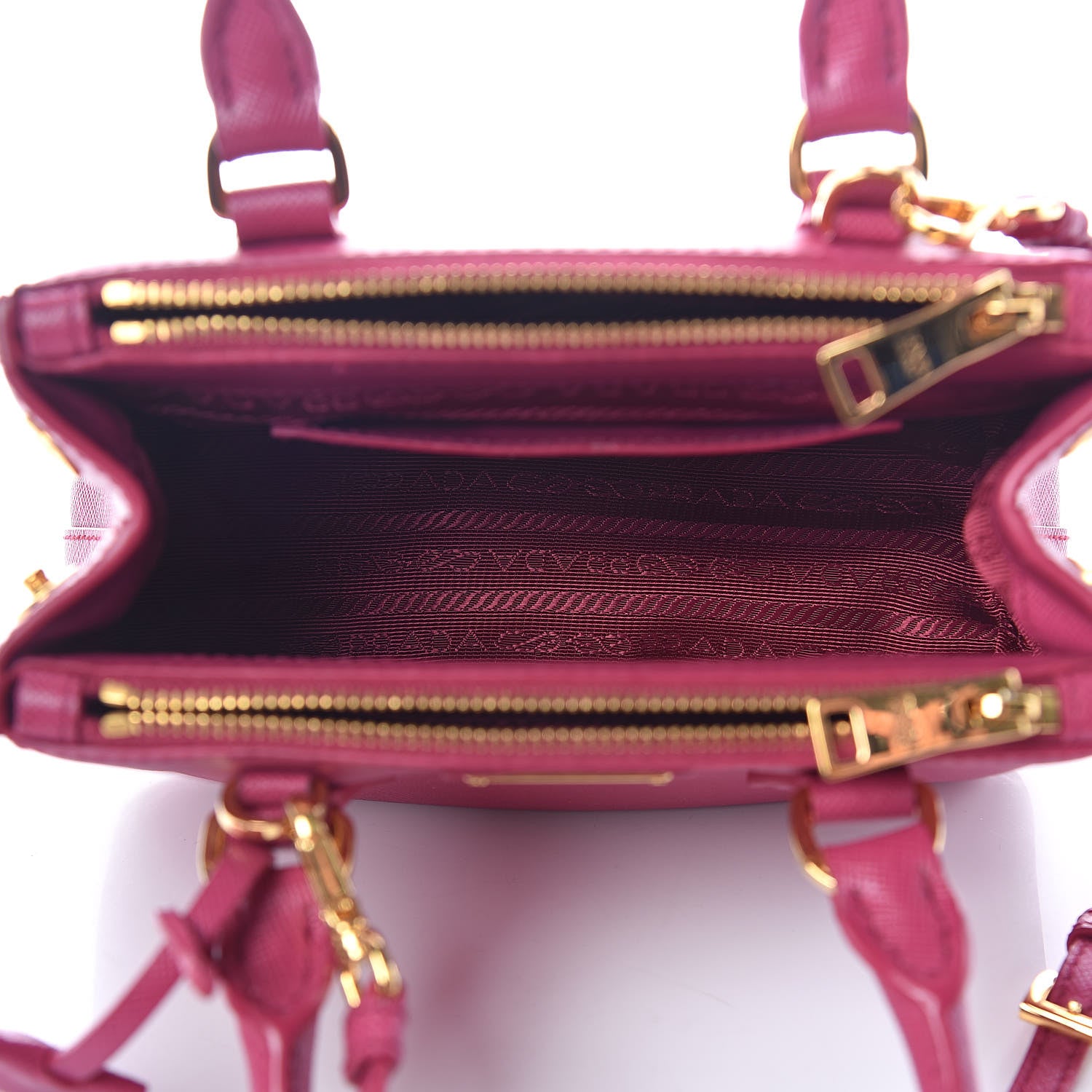 Prada Saffiano Lux Micro Galleria Double Zip Tote Fuxia 5 of 10