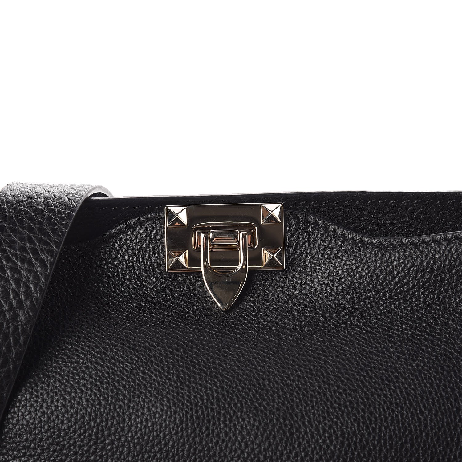 Valentino Garavani Pebbled Calfskin Large Rockstud Flip-Lock Messenger Bag Black 9 of 9