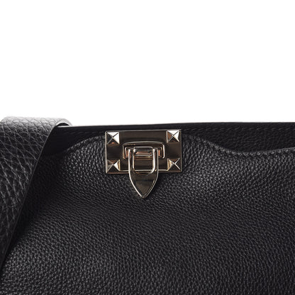 Valentino Garavani Pebbled Calfskin Large Rockstud Flip-Lock Messenger Bag Black 9 of 9