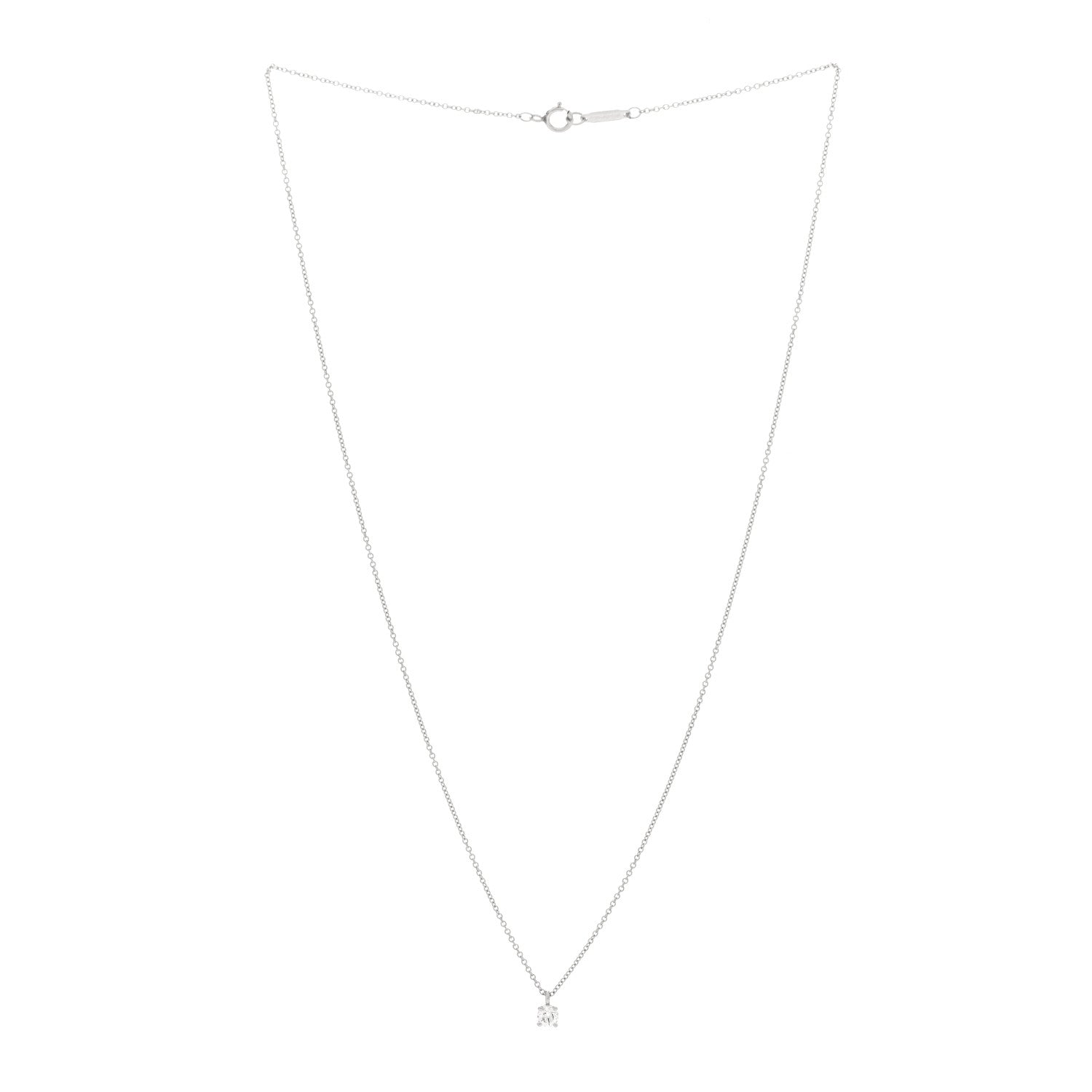 Tiffany Platinum Diamond .17ct Solitaire Pendant Necklace 3 of 4