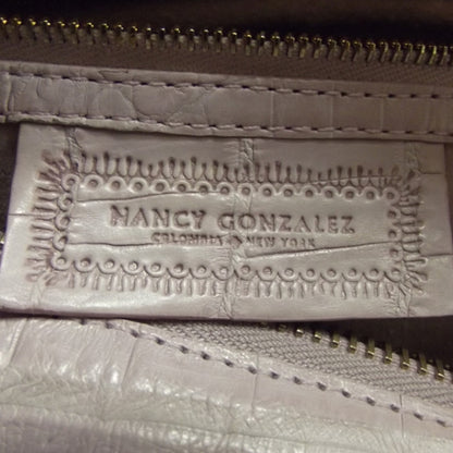 Nancy Gonzalez Crocodile Ruched Satchel Lilac 7 of 9