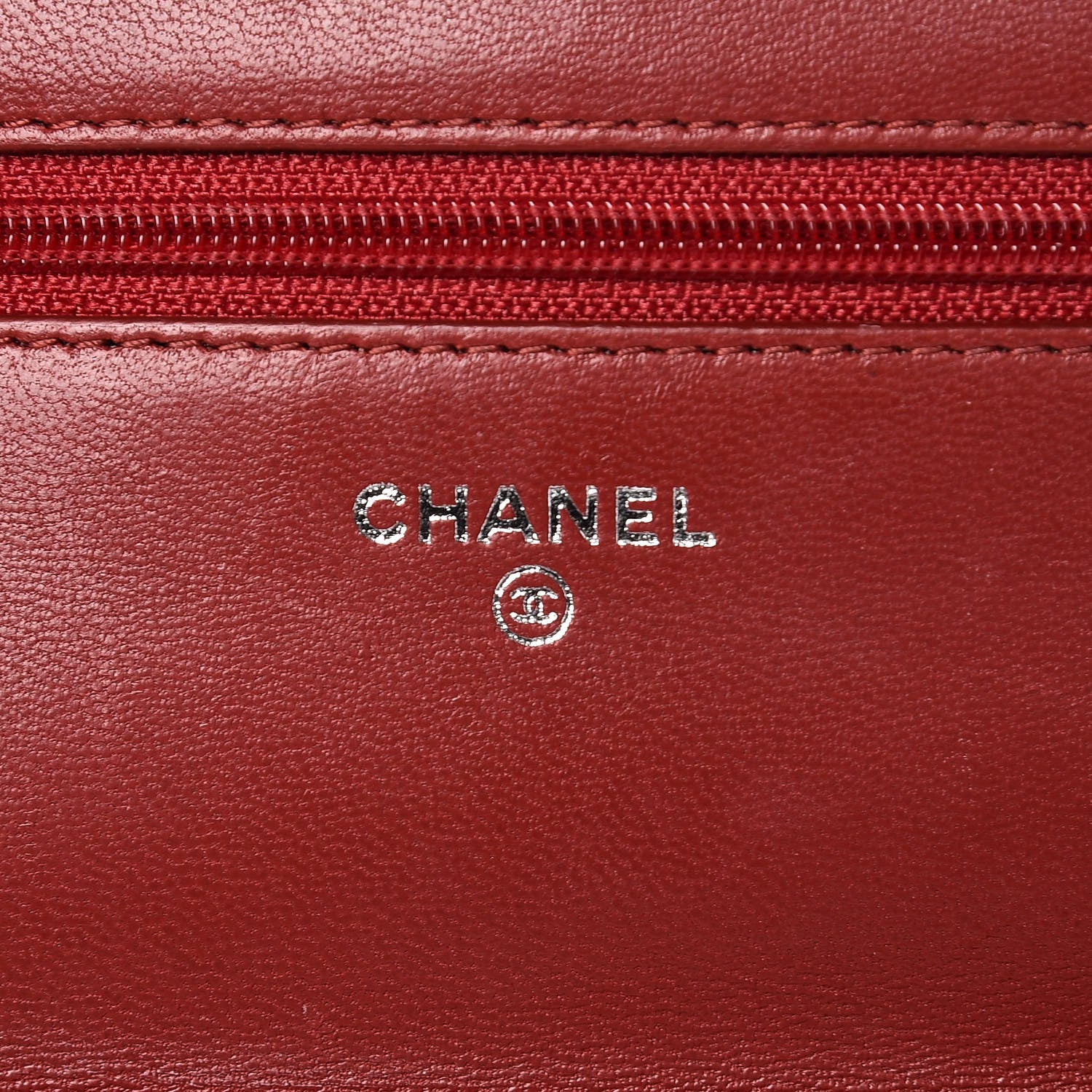 Chanel Lambskin Camellia Embossed Wallet On Chain WOC Red 6 of 17