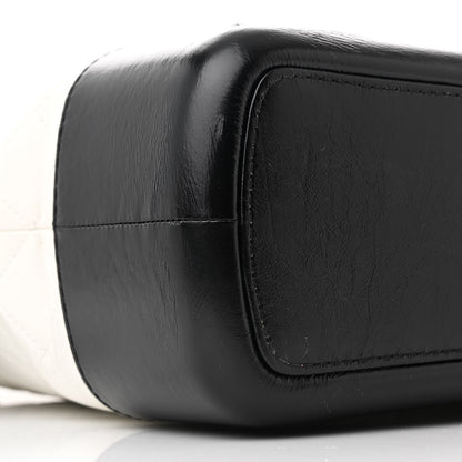 Chanel Aged Calfskin Quilted Large Gabrielle Shopping Tote White Black 9 of 10