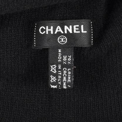 Chanel Wool Cashmere Logo Beanie Hat Black Light Grey 4 of 4