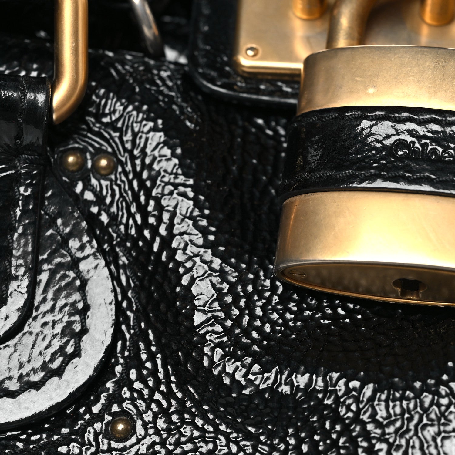 Chloe Crinkled Patent Medium Paddington Satchel Black 7 of 9