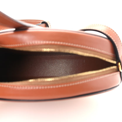 Celine Canvas Calfskin Cuir Small Triomphe Oval Crossbody Purse Natural Tan 4 of 9