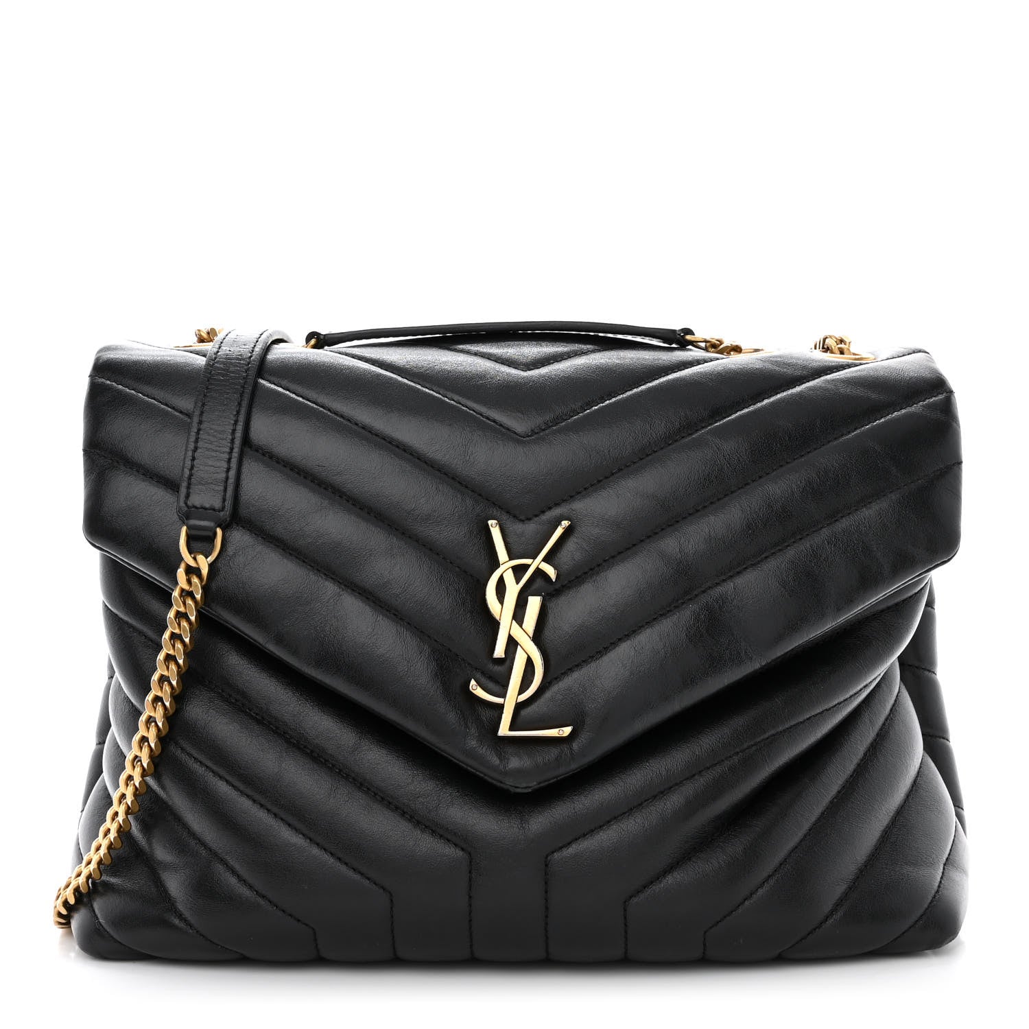 Saint Laurent Calfskin Y Quilted Monogram Medium Loulou Chain Satchel Black 1 of 12