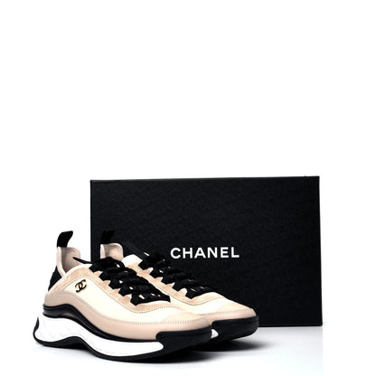 Chanel Velvet Calfskin Mixed Fibers CC Sneakers 37.5 Beige 11 of 11