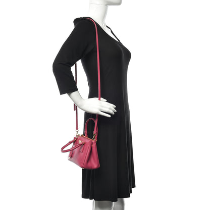 Prada Saffiano Lux Micro Galleria Double Zip Tote Fuxia 2 of 8