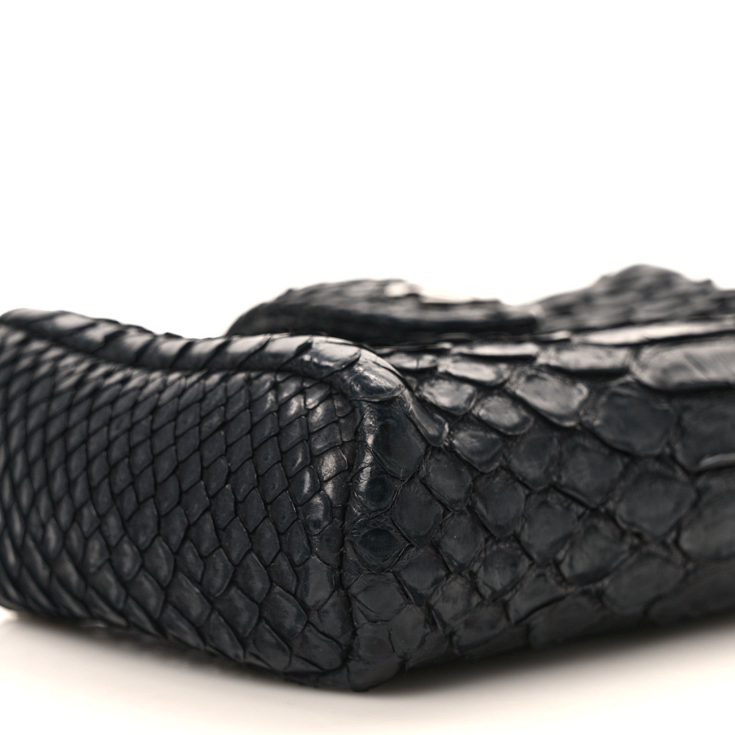 Chanel Snakeskin Quilted Mini Phone Holder Clutch Black 7 of 8